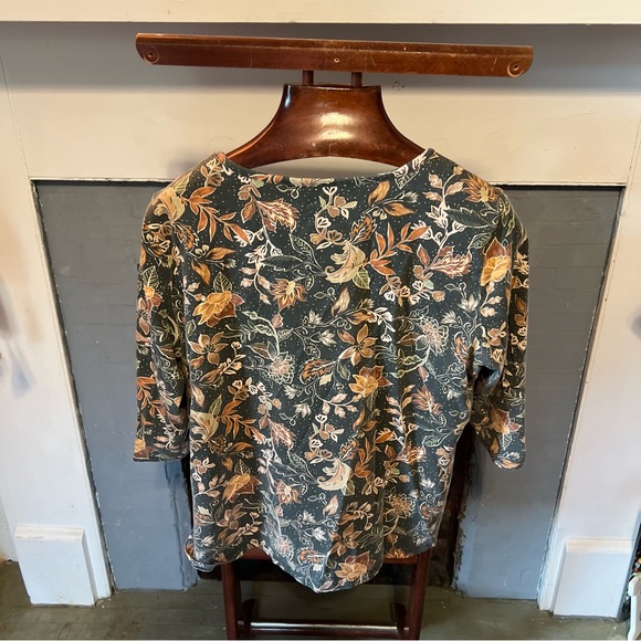 Christopher & Banks Teal Floral Top - Picture 3 of 4